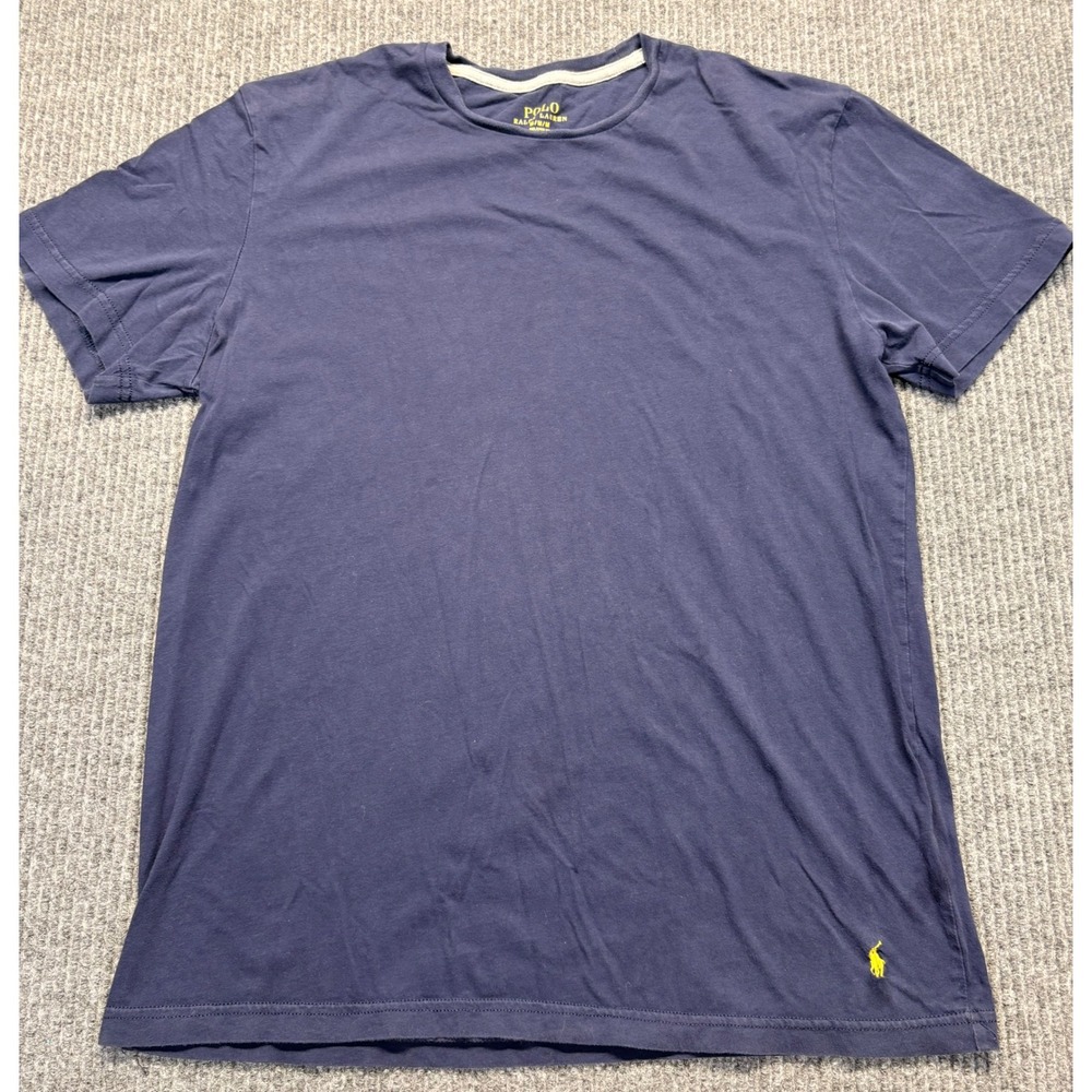 Polo Ralph Lauren Mens Relaxed Fit Navy Blue Cotton T-Shirt Yellow Pony Logo M